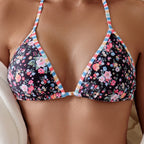 Damen Freizeitschwimmbikini mit floralem Design und verstellbaren BindR&Bändern R&B