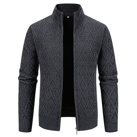 Herren Strickjacke mit strukturiertem Design und hohem Kragen R&B
