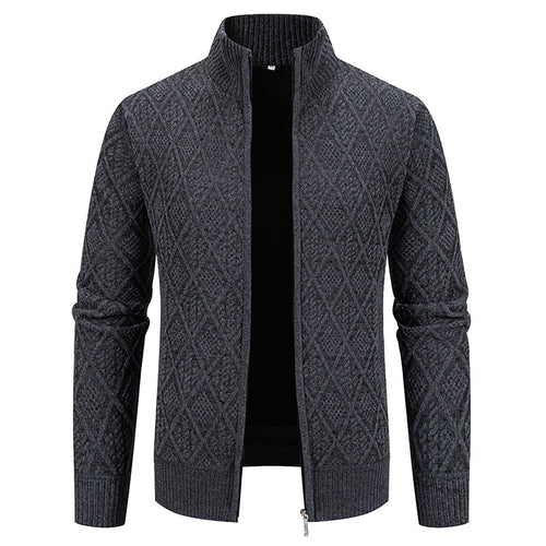 Herren Strickjacke mit strukturiertem Design und hohem Kragen R&B