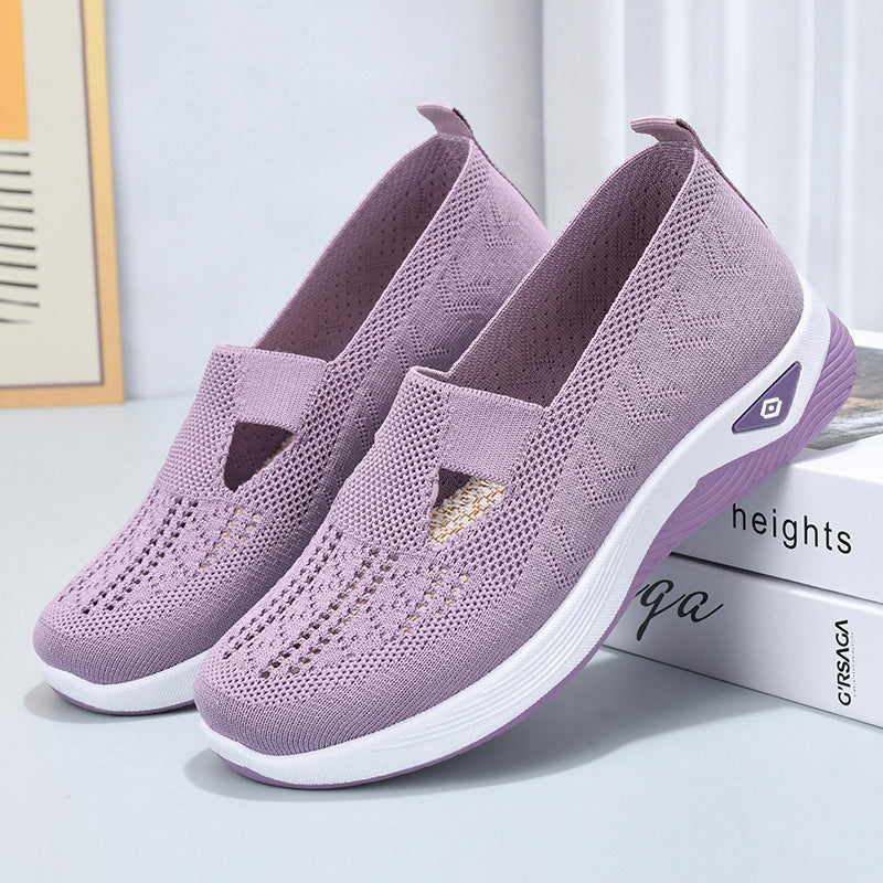 Damen Komfortable Slip-On Sneakers mit luftdurchlässigem Strickdesign R&B