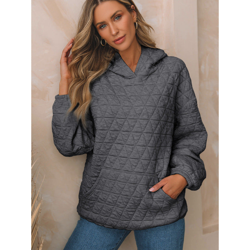 Damen gesteppter Kapuzenpullover mit praktischen Taschen R&B