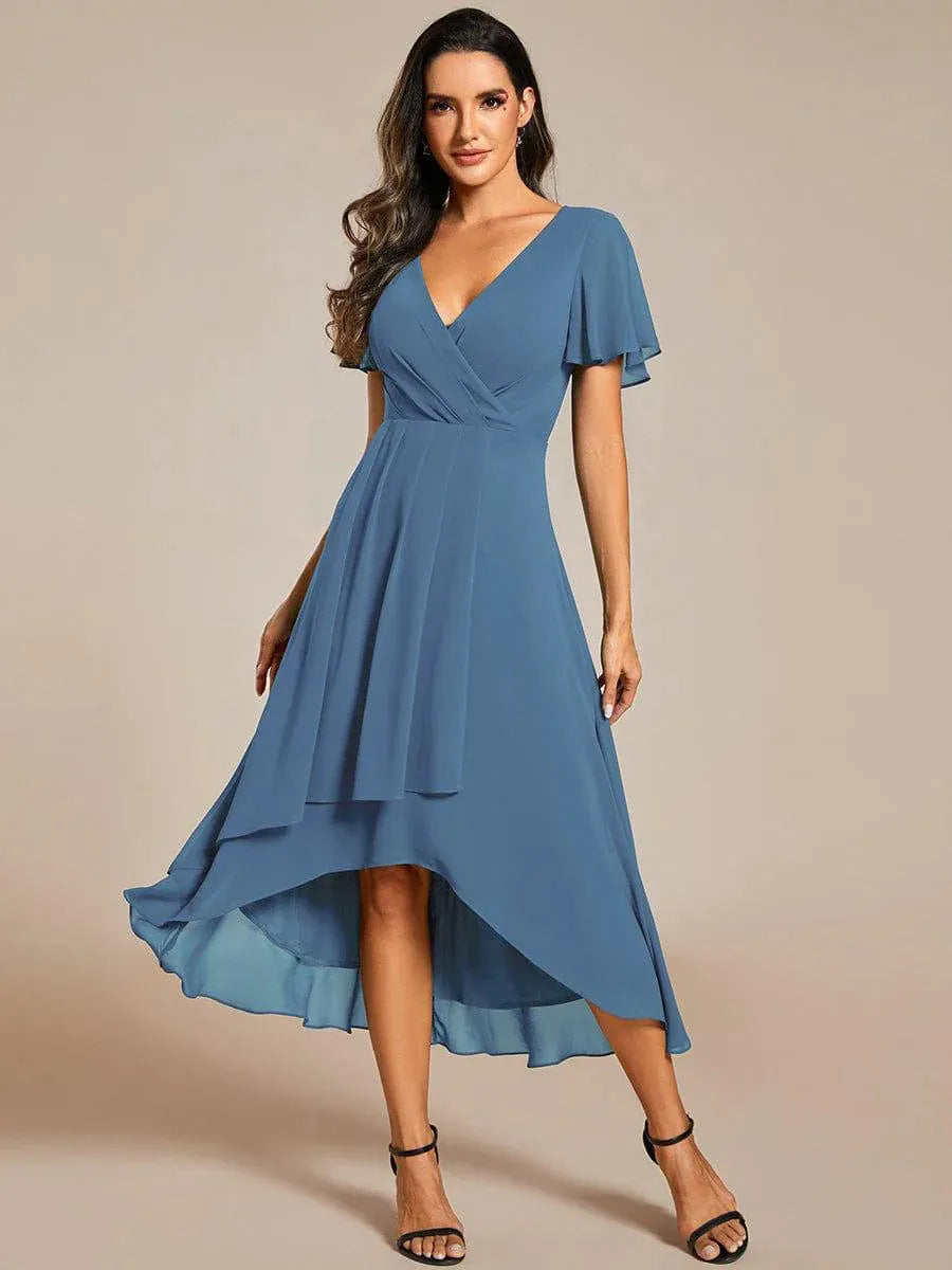 Damen Elegantes Wickelkleid mit asymmetrischem Saum R&B