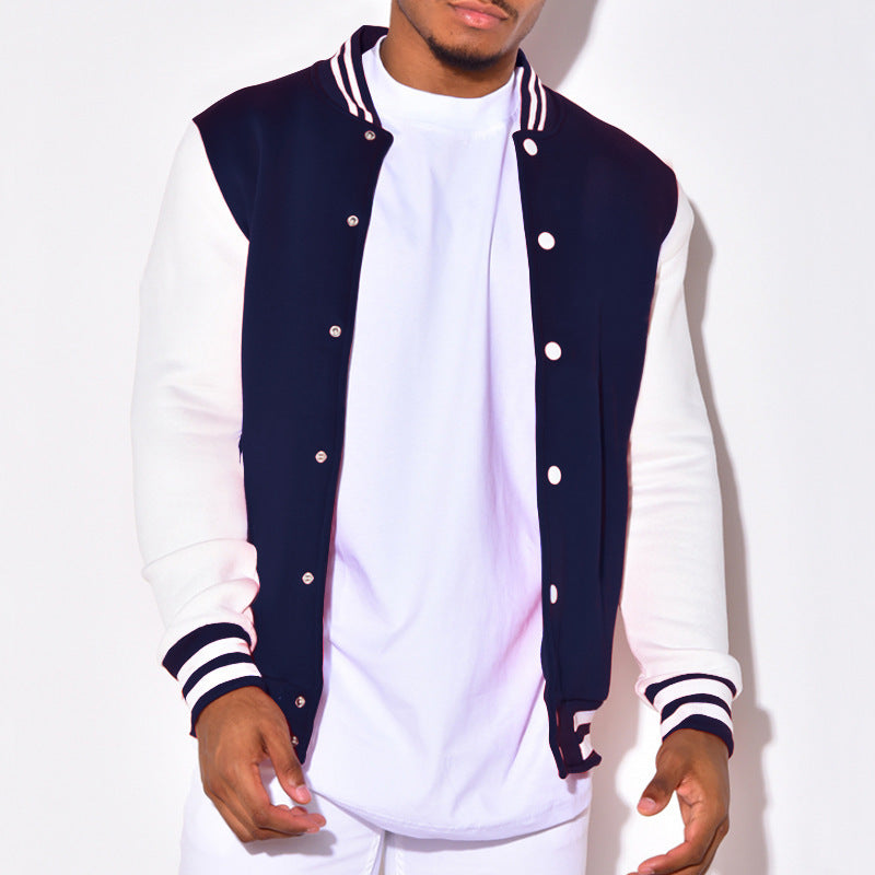 Herren Collegejacke mit kontrastierenden Ärmeln und Druckknopfverschlüssen R&B