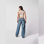 Damen Lässige High-Waist Jeans mit praktischen Seitentaschen R&B