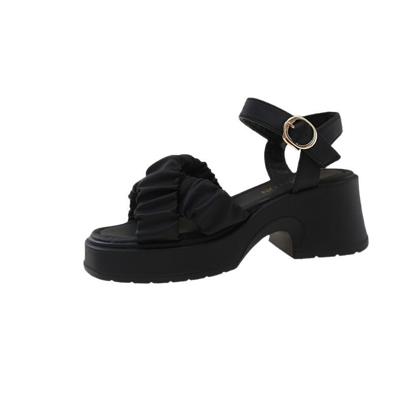 Damen Komfortable Wedge-Sandalen mit verspielt drapiertem Obermaterial R&B