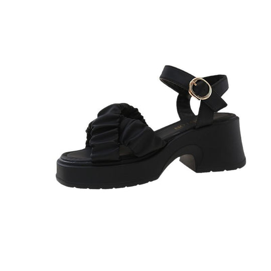 Damen Komfortable Wedge-Sandalen mit verspielt drapiertem Obermaterial R&B