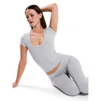 Damen Fitnessoberteil mit Rundhalsausschnitt und figurbetontem Schnitt R&B