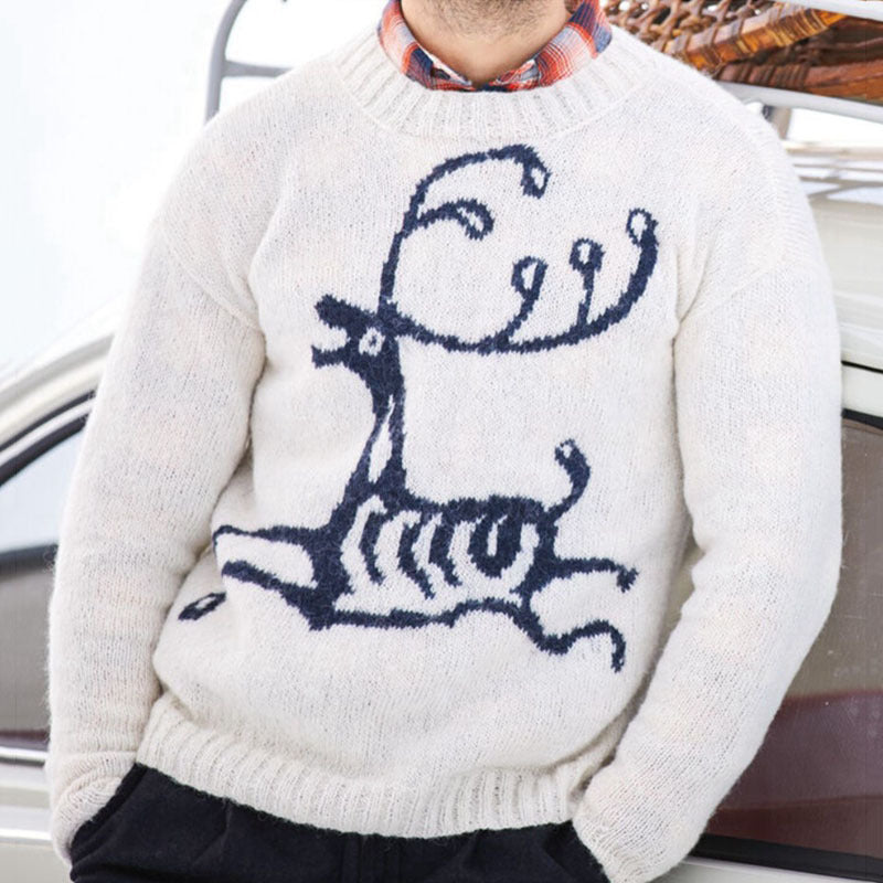 Herren Pullover mit festlichem Rentier-Motiv und hochwertiger Wollmischung R&B