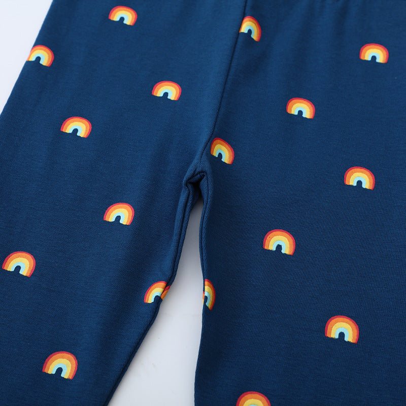 Mädchen Leggings mit buntem Regenbogenmotiv R&B