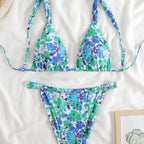 Damen Triangel-Bikini-Set mit modischem Tiermuster R&B