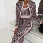 Damen Stilvolles Blazer-Kleid-Set mit grafischem Muster und tailliertem Schnitt R&B