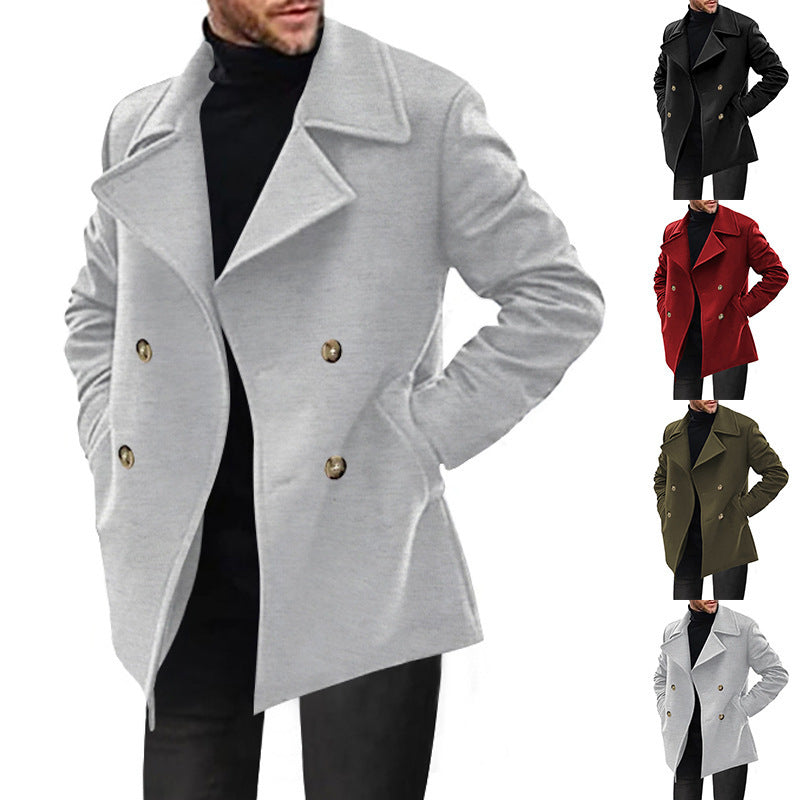 Herren klassischer Peacoat mit modischem Revers und eleganten Knopfdetails R&B