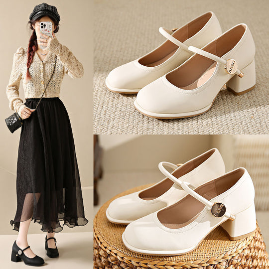 Damen elegante Mary Jane Schuhe mit Blockabsatz R&B