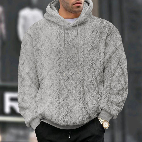 Herren Hoodiekapuzenpullover aus kuscheligem Material mit Struktur R&B