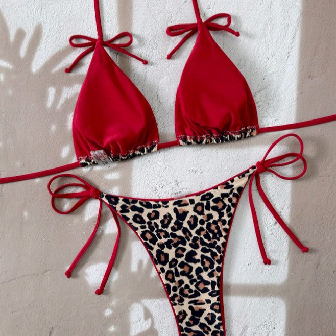 Damen Triangel-Bikini mit aufregendem Leopardenmuster R&B