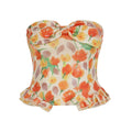 Damen Bustier-Top mit floralem Glitzerdesign und Rüschensaum R&B