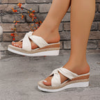 Damen Wedge-Pantoletten mit elegantem Knotendesign und flexiblem Fußbett R&B