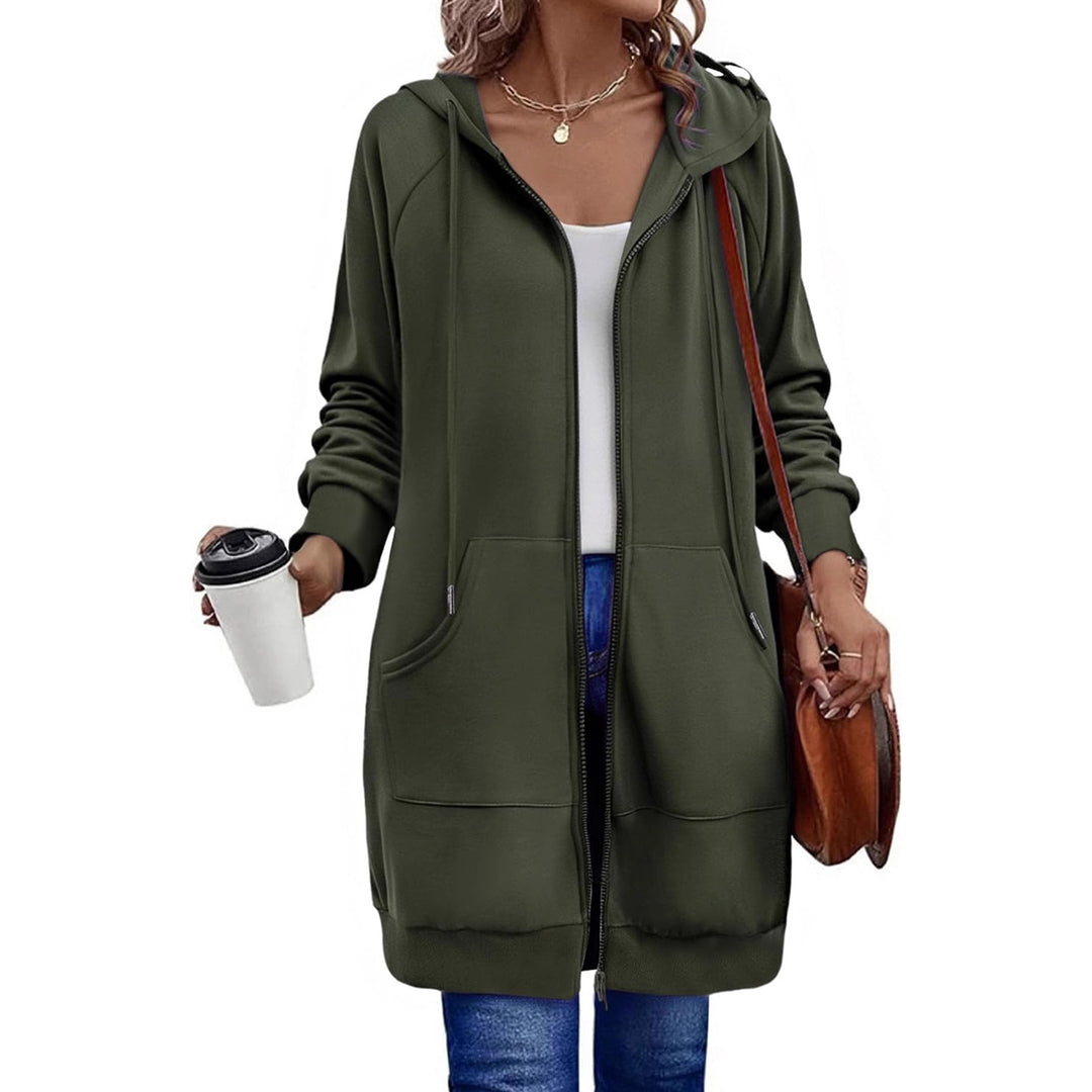 Damen Lange Kapuzenjacke mit Reißverschluss und praktischen Taschen R&B
