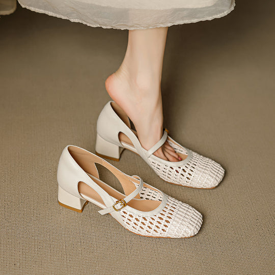 Damen elegante Slingback-Ballerinas mit dekorativer Schnalle R&B