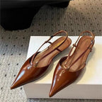 Damen spitze Slingback Pumps aus feinem Leder R&B