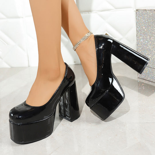 Damen Plateau-Pumps mit elegantem Blockabsatz und funkelndem Akzent R&B