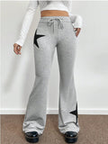 Damen lässige Sweatpants mit weitem Bein und Sternenmotiv R&B