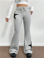 Damen lässige Sweatpants mit weitem Bein und Sternenmotiv R&B