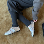 Damen Elegante Ballerinas mit doppeltem Riemen und hochwertiger Lederoberfläche R&B