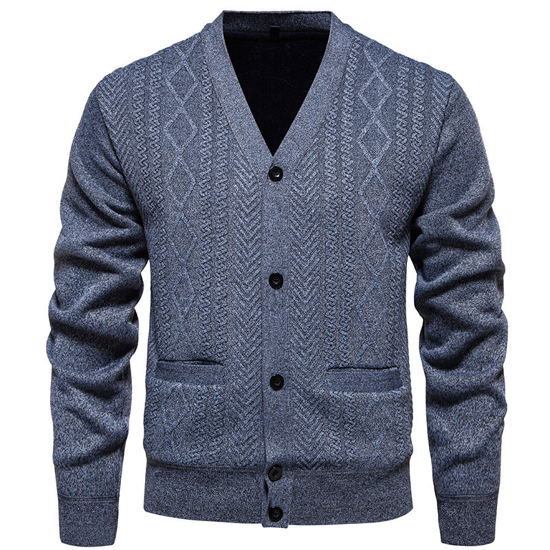 Herren klassische Strickjacke mit strukturiertem Design und praktischen Taschen R&B