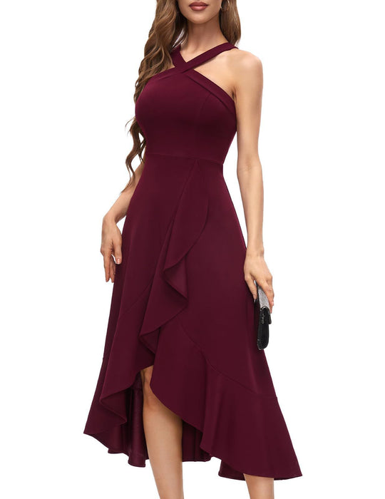 Damen Asymmetrisches Langen Abendkleid mit Drapierung R&B