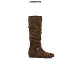 Damen Elegante Overknee-Stiefel mit modischem Schnallen-Detail und weichem Wildleder R&B