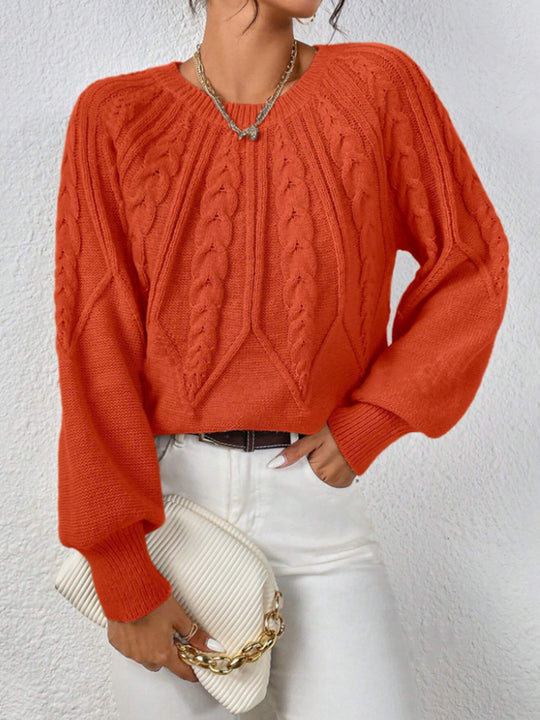 Damen Strickpullover mit Zopfmuster und weitem Schnitt R&B