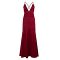 Damen Maxikleid mit tiefem V-Ausschnitt und gekreuzten Spaghettiträgern R&B