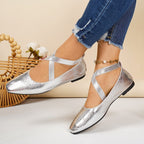 Damen Elegante und bequeme Ballerinas mit überkreuzten Riemen R&B