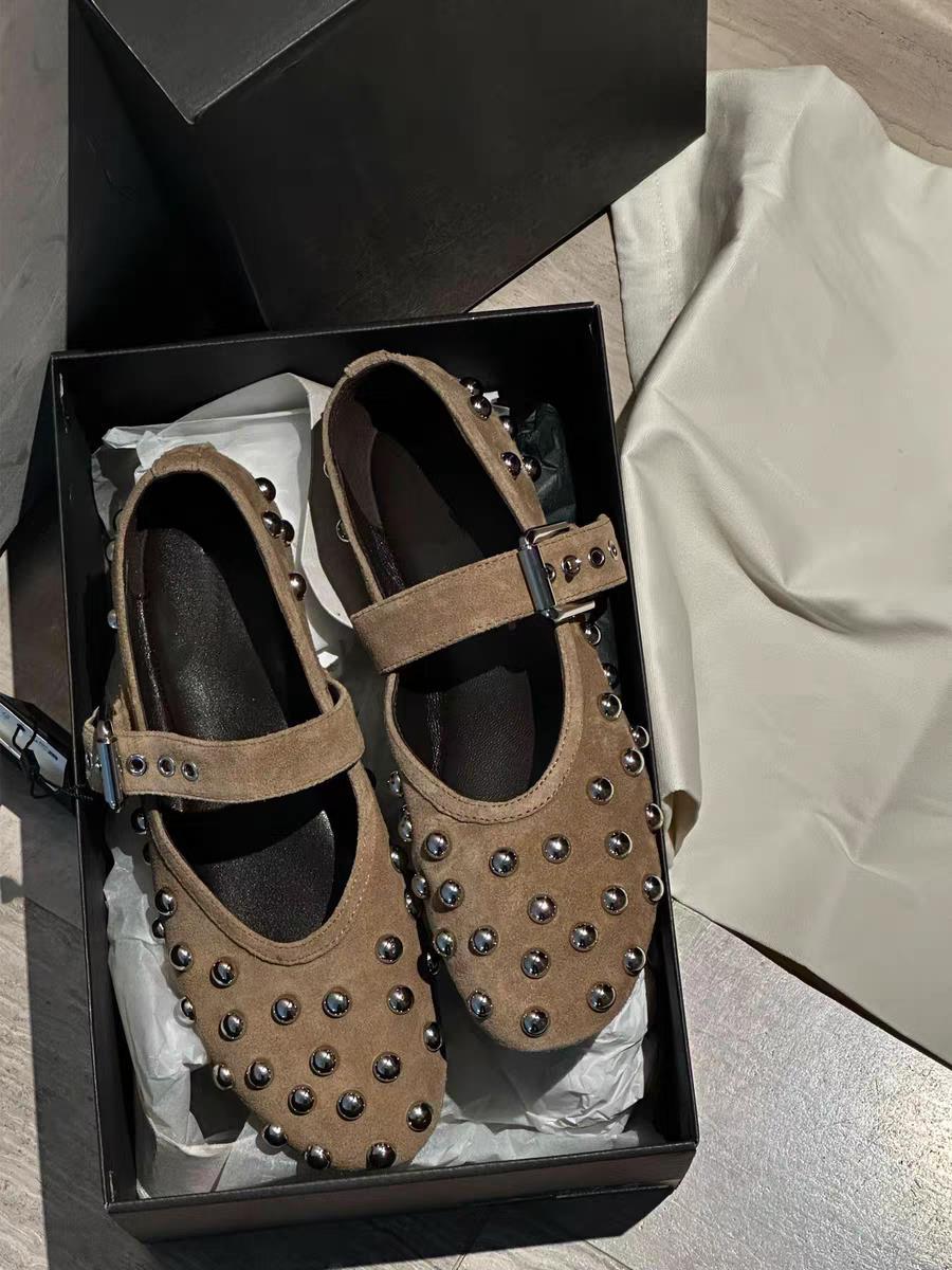 Damen Ballerinas mit dekorativen Nieten und elegantem Schnallenverschluss R&B