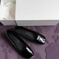 Damen Ballerinas mit quadratischer Zehenform und glänzender Oberfläche R&B