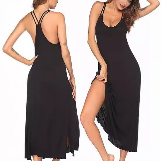 Damen Maxikleid mit eleganten Spaghettiträgern und lässigem Schnitt R&B