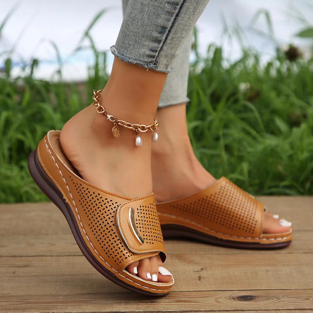 Damen Komfortable und atmungsaktive Plattform-Sandalen R&B
