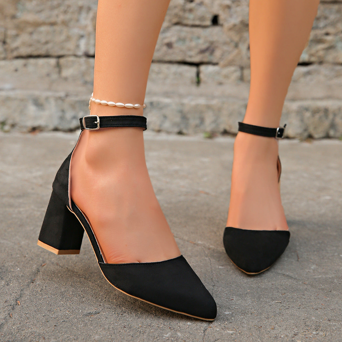 Damen Slingback-Pumps mit eleganter künstlerischer Struktur und komfortablem Blockabsatz R&B