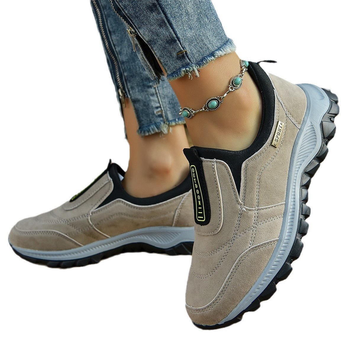 Damen Slip-On Sneakers mit elastischer Einfassung und rutschfester Profilsohle R&B