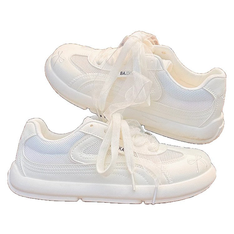 Damen Sportliche Sneaker mit atmungsaktivem Mesh-Obermaterial und dekorativen Schleifen