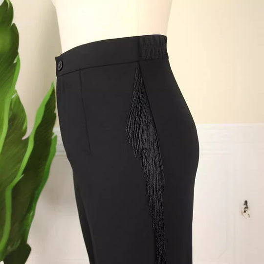 Damen elegante Hose mit fransigen Details R&B