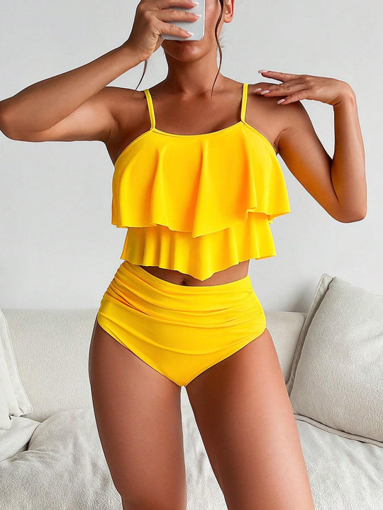 Damen Bikini-Set mit voluminösem Rüschendesign R&B