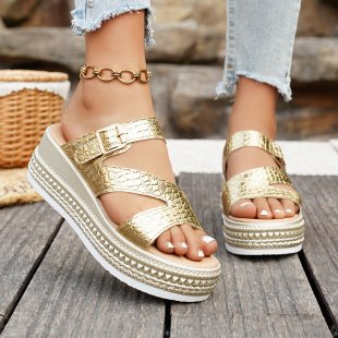 Damen Wedge-Sandalen mit geflochtenem Obermaterial R&B
