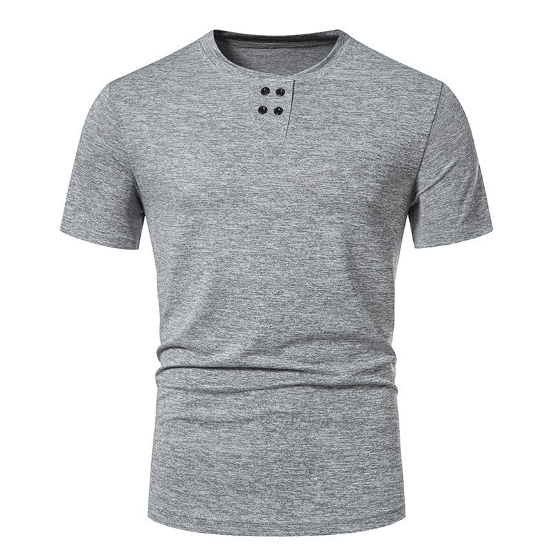 Herren Kurzarm-Henley-T-Shirt mit modischem Knopfdesign und atmungsaktiver Baumwollqualität