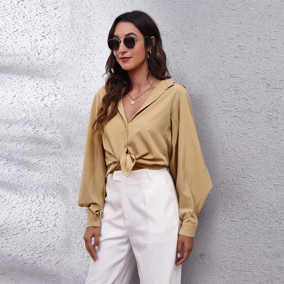 Damen Bluse mit ballonförmigen Ärmeln und hochwertigem Stoff R&B