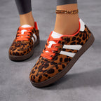 Damen nan Leopardenmuster Wildlederoptik Sneaker mit ergonomischer Polstersohle und rutschfester Gummisohle R&B