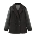 Damen elegante Blazerjacke mit transparenten Ärmeln R&B