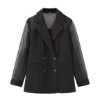 Damen elegante Blazerjacke mit transparenten Ärmeln R&B