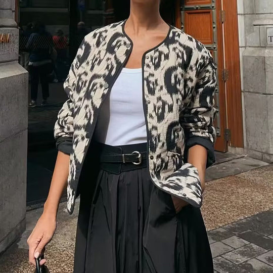 Damen gesteppte Freizeitjacke mit einzigartigem Tiermuster und praktischen Taschen R&B